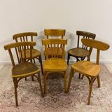 Set of 6 mismatched bistro chairs including Baumann and Luterma chairs