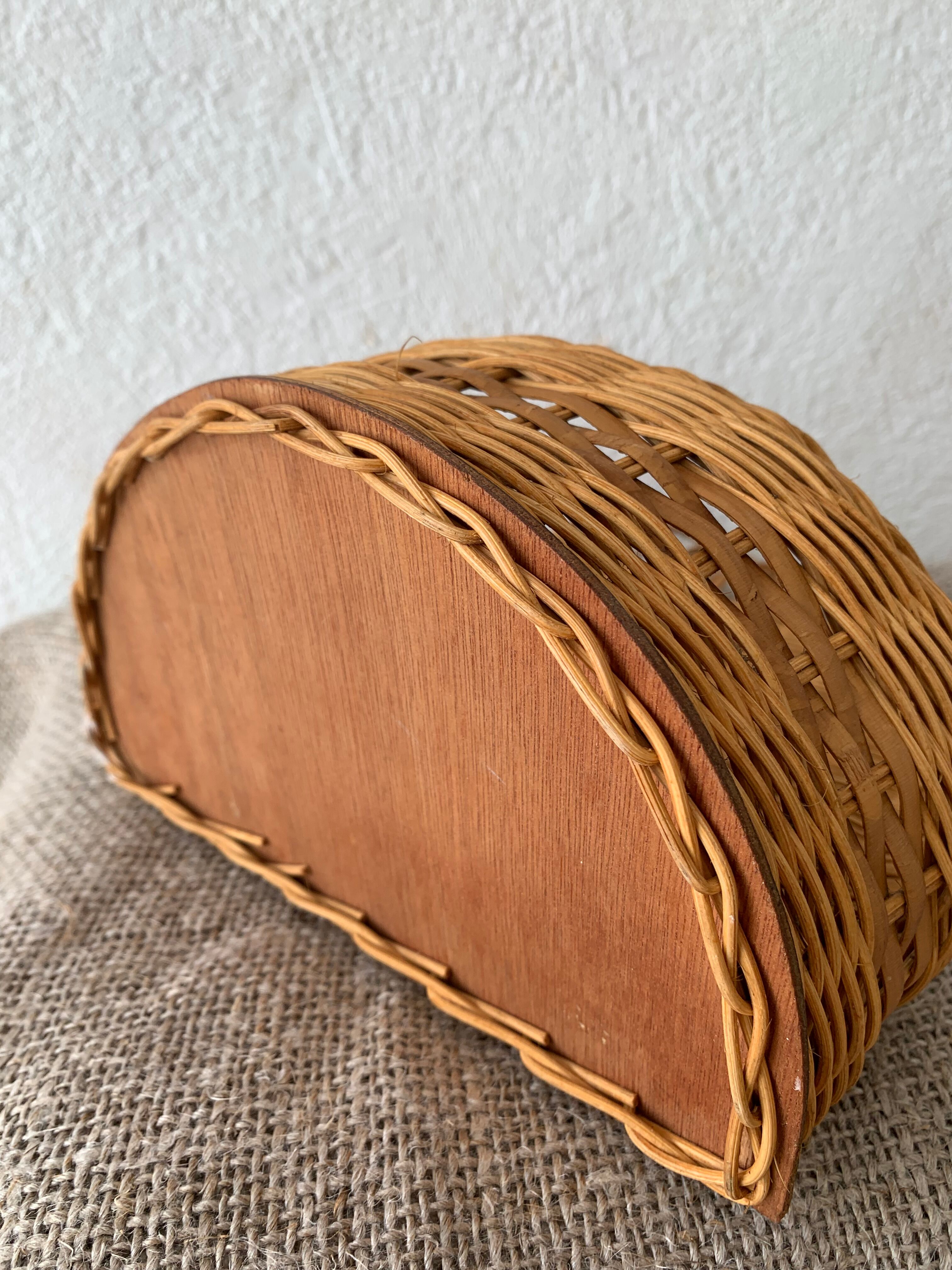 Small vintage braid wicker shelf