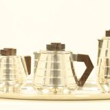 Art Deco Silver-Plated Tee or Coffee Set With Matching Tray, France, 1930s