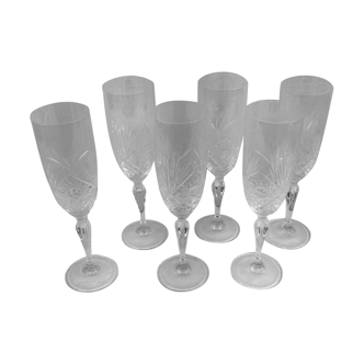 6 Baccarat crystal flutes made in france
