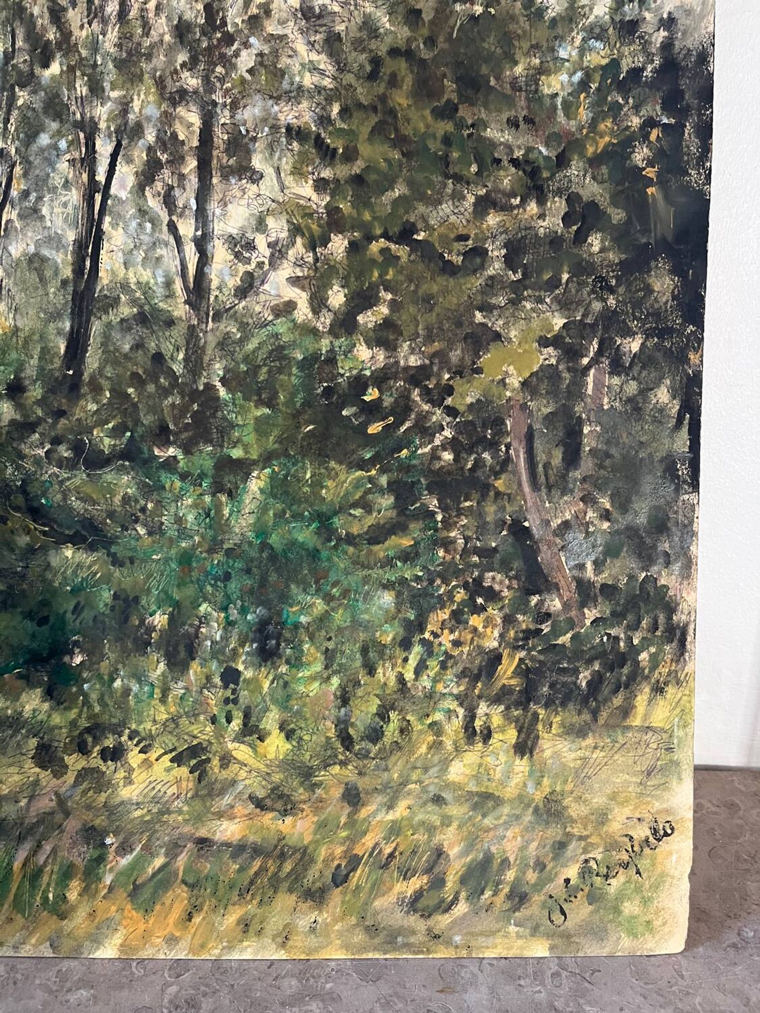 "Trees" oil on cardboard signed