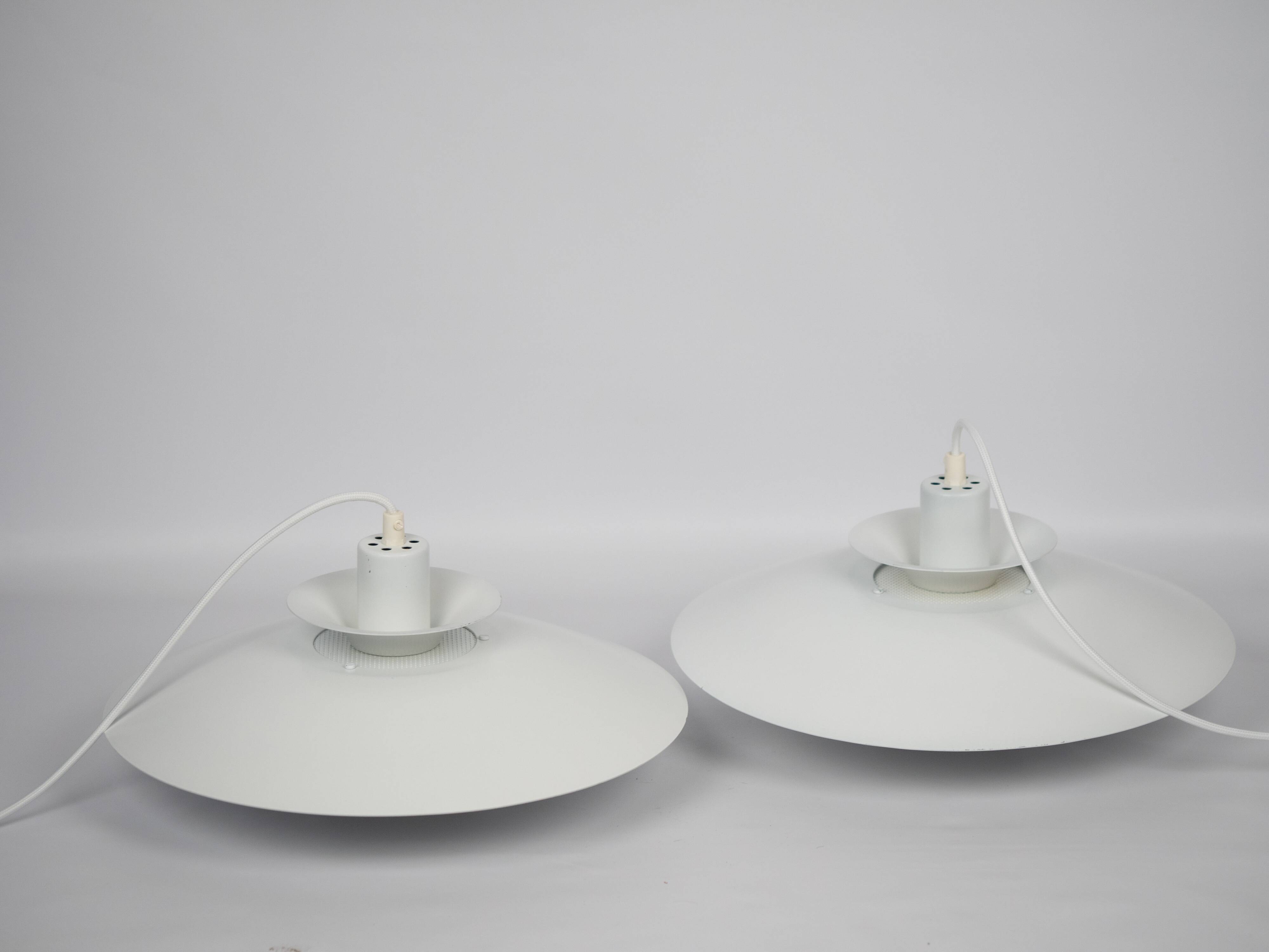 Pair of 2 vintage pendant lamps Volga by Kurt Wiborg, Jeka, 1980s
