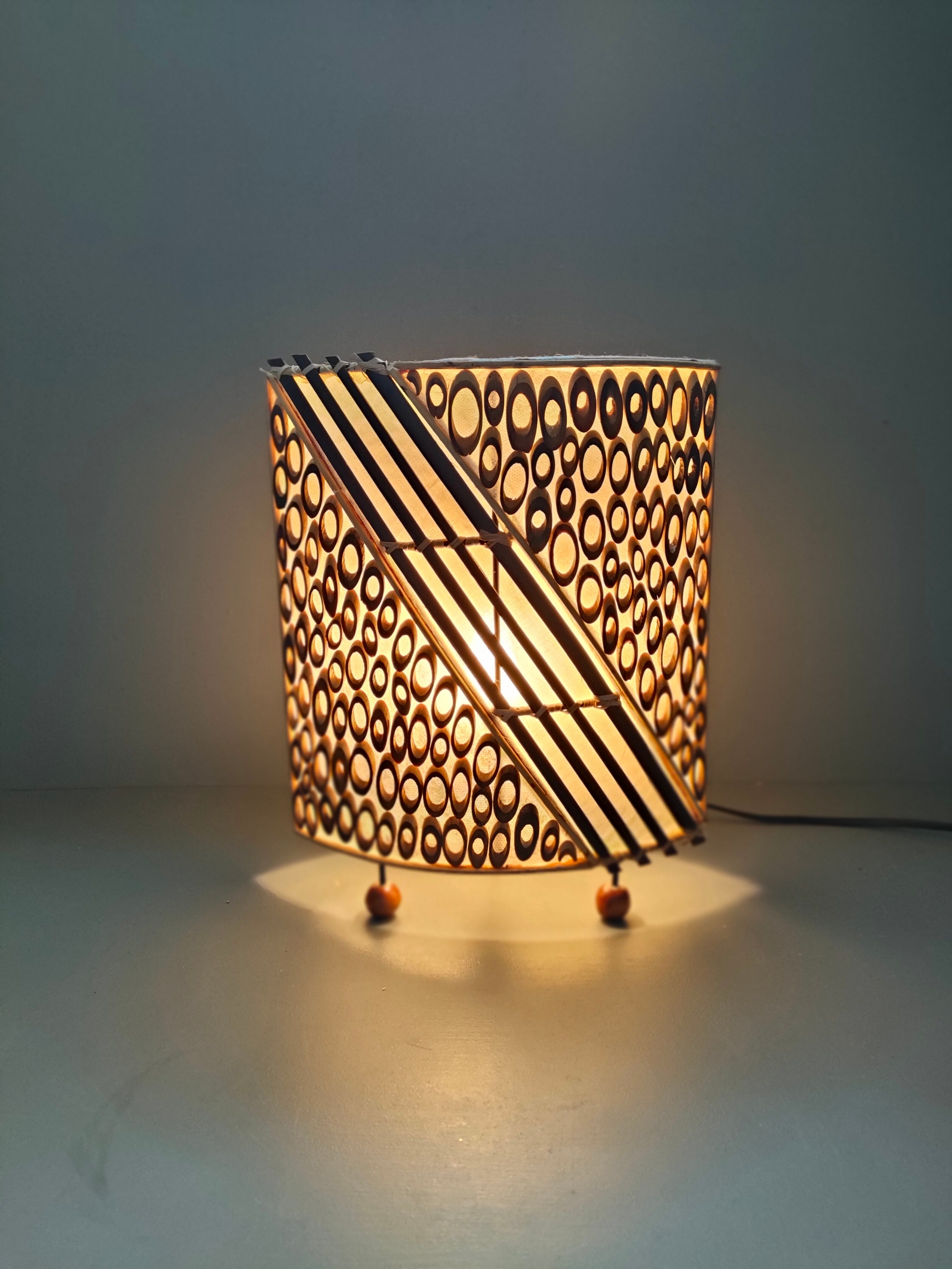 Lamp in rattan wicker and wood late XIXth