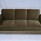 1970s, Danish 3-seater sofa, green furniture velour, teak wood legs.