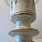 Pair of Large Candlesticks Candle Holders Turned Wood Carved Bleached
