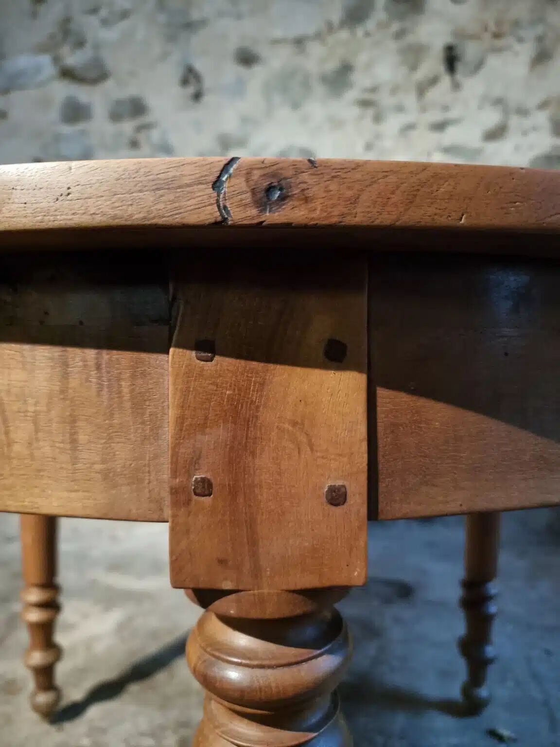 Antique folding demi-lune table, dining table, console.