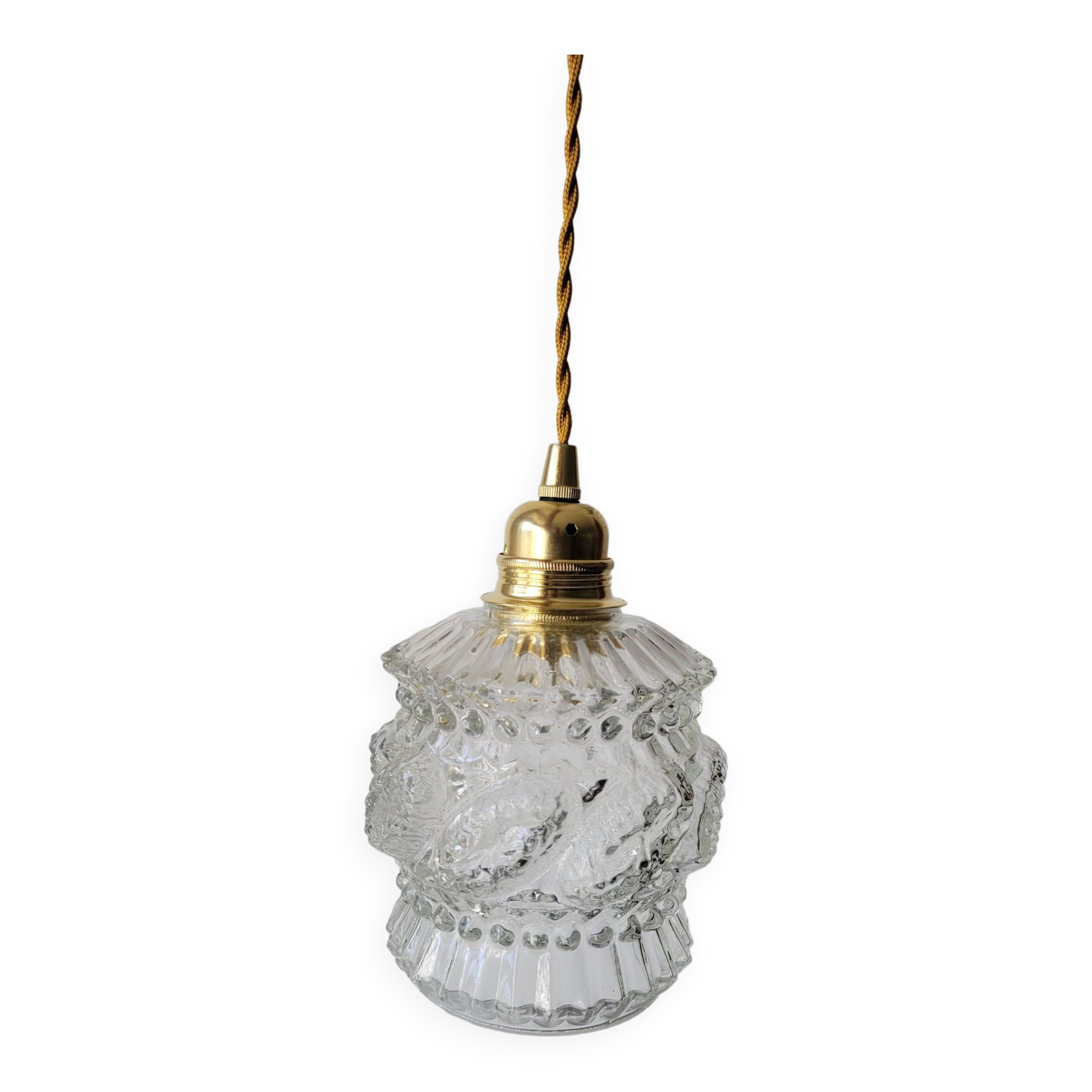Vintage molded glass pendant light