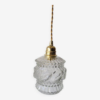 Vintage molded glass pendant light