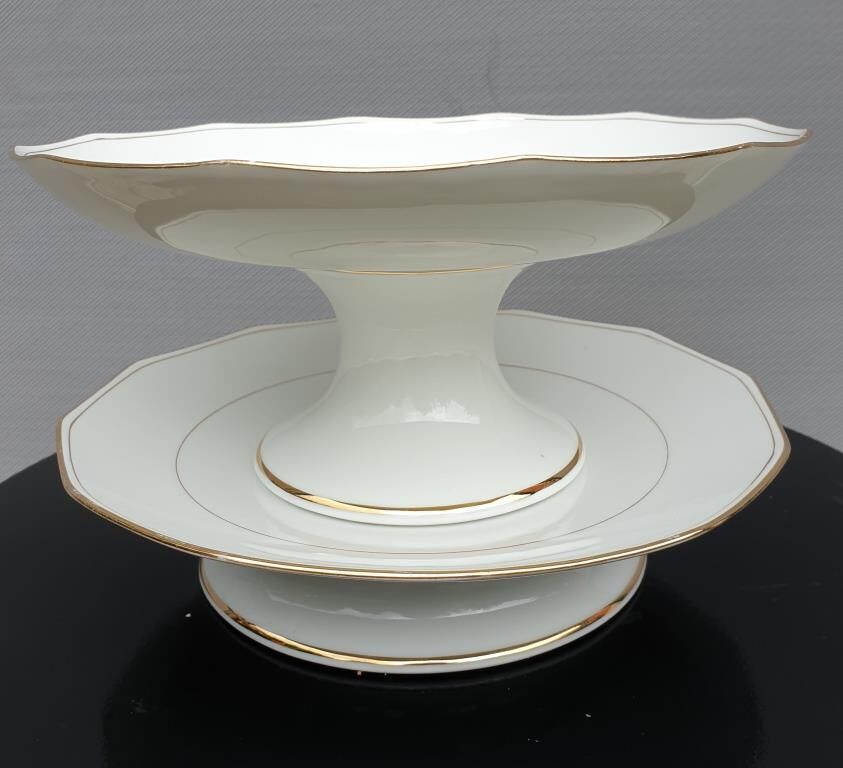 Pair two-course cake dishes Louroux Foecy vintage