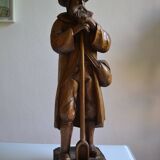 Grande sculpture bois d'un homme avec sa pelle à grain 52 cm