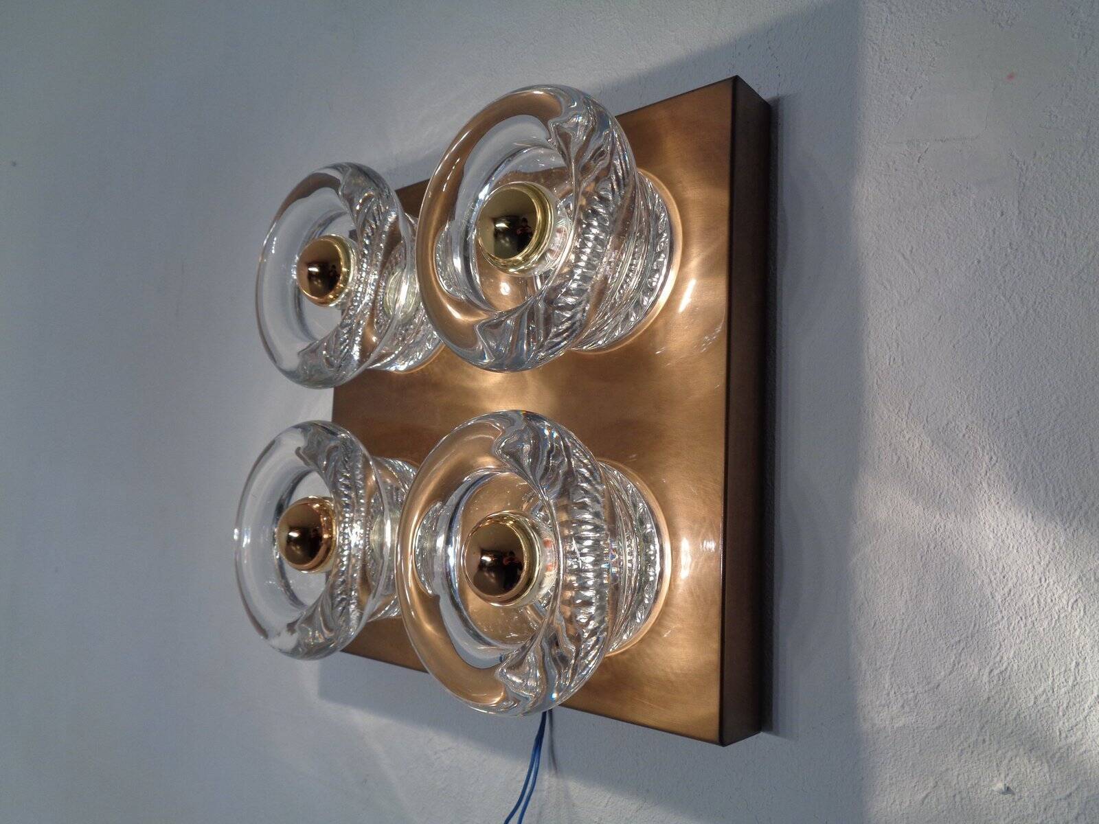 Copper and glass sconce from Cosack, Germany, 1960s.