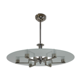 Functionalist 6-flamming Nickel-plated Chandelier, 1930s