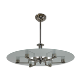 Lustre nickelé fonctionnaliste à 6 flammes, années 1930