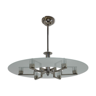 Functionalist 6-flamming Nickel-plated Chandelier, 1930s