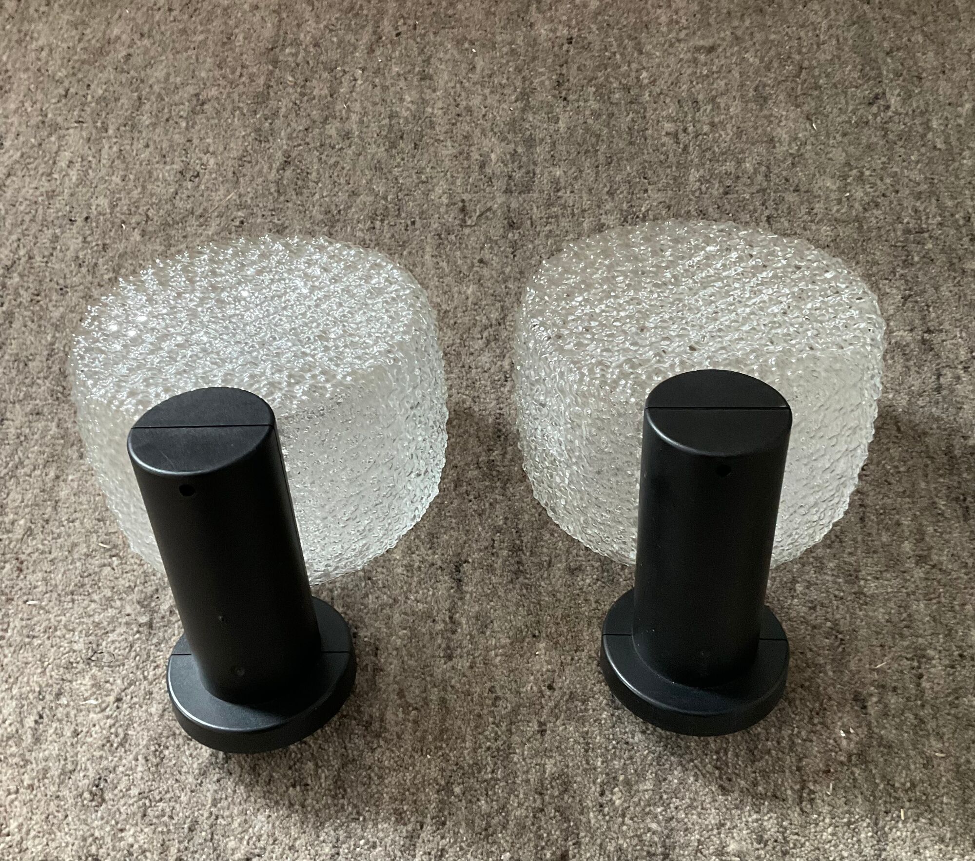 Pair of vintage wall lamps in molded glass, 80s