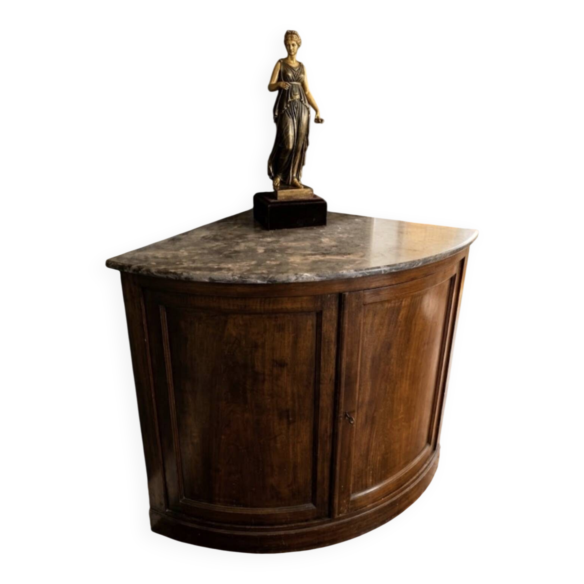 Rare Low Corner Cabinet from the Louis-Philippe Period – 19th Century – Marble Top