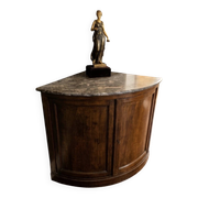 Rare Low Corner Cabinet from the Louis-Philippe Era – 19th Century – Marble Top