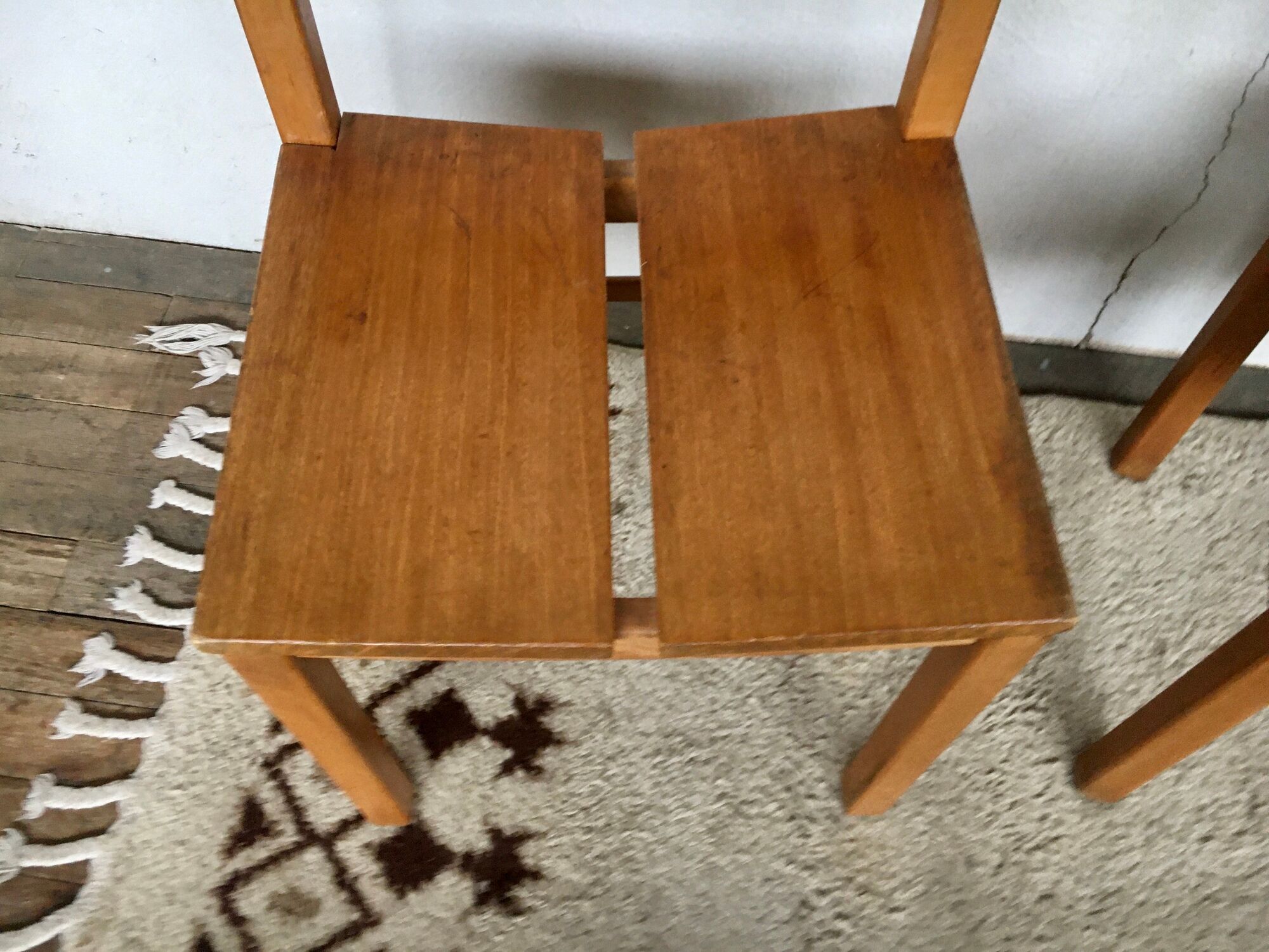 Pair of straw and elm chairs