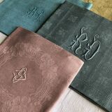 Suite of four tinted antique napkins