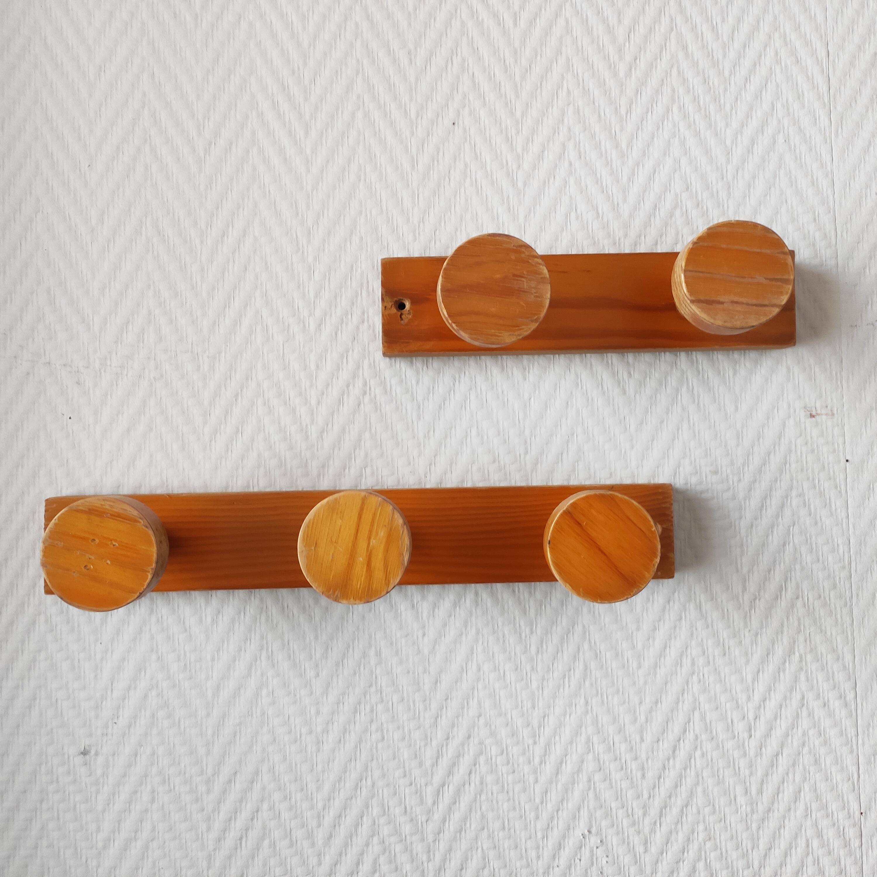 Vintage 70s pine coat hooks – Perriand Les Arcs style
