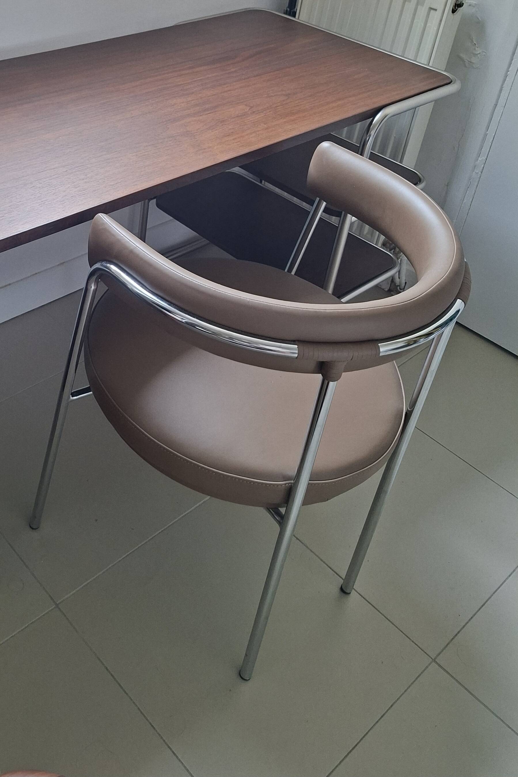 Jubo AM.PM office chair — Chrome & brown leather (As new condition)