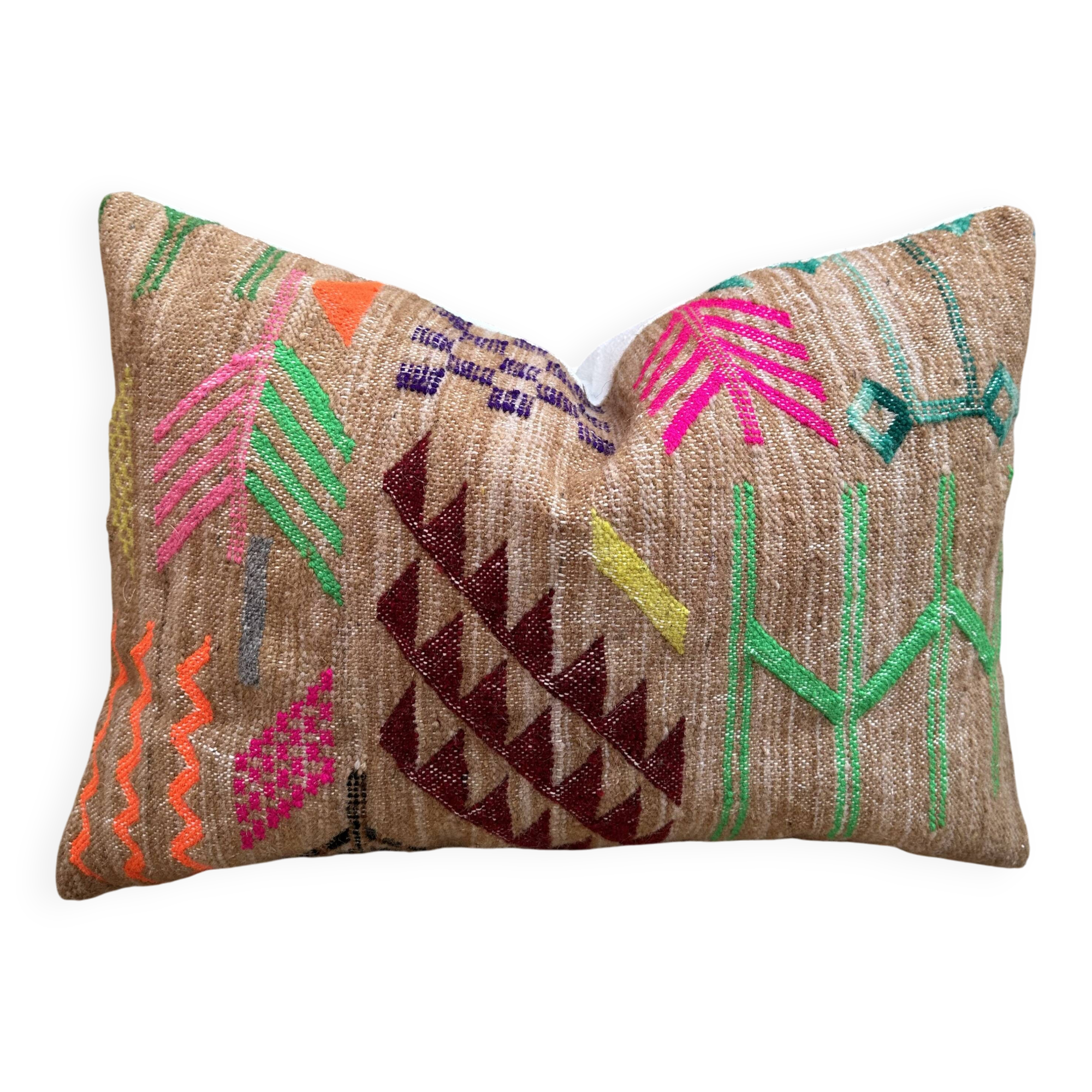 Handmade Moroccan Kilim cushion cover: Bohemian decorative cushion