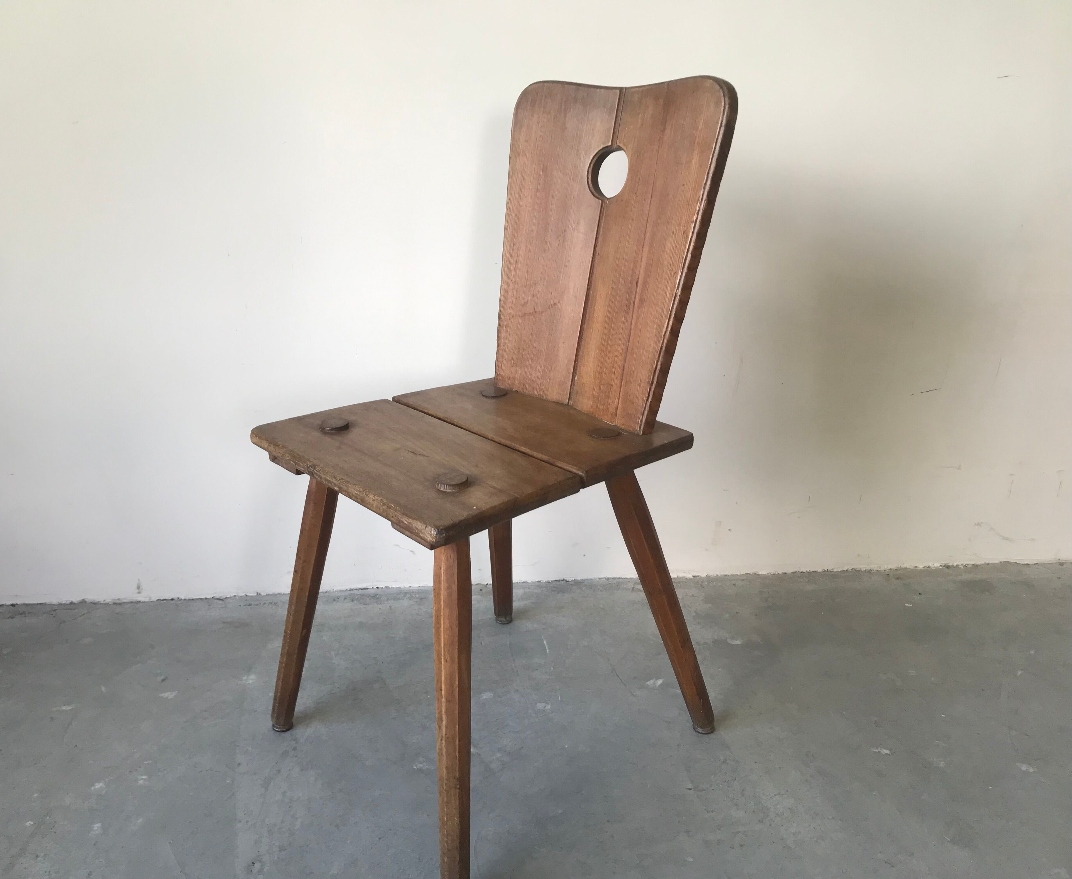 Suite of 6 savoyard solid wood chairs, circa 1950