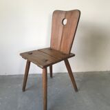 Suite of 6 savoyard solid wood chairs, circa 1950