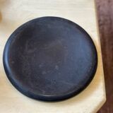 Vintage sculptural polished black marble donut plate flat tray empty po