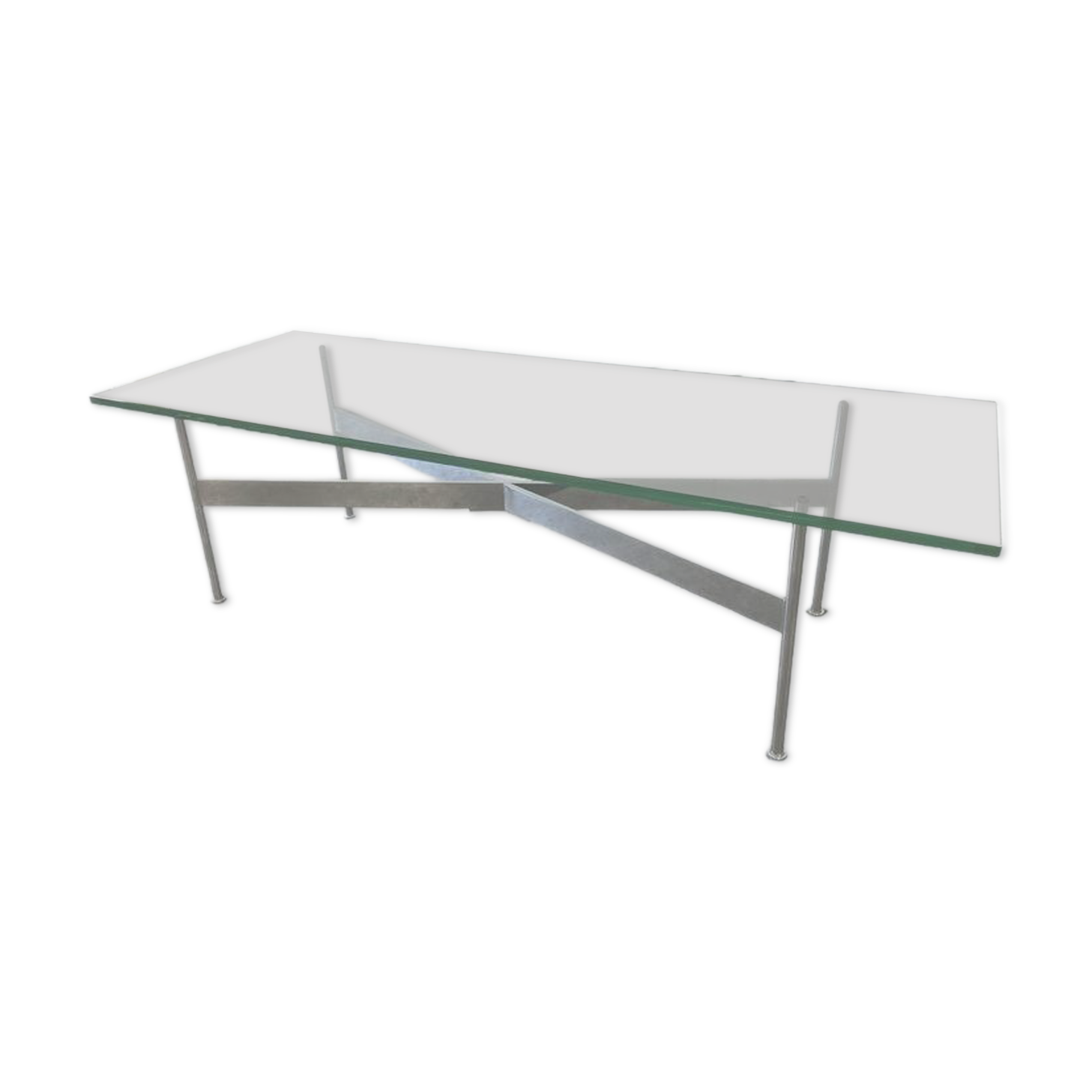 Vintage chrome coffee table / coffee table with glass