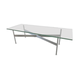 Vintage chrome coffee table / coffee table with glass