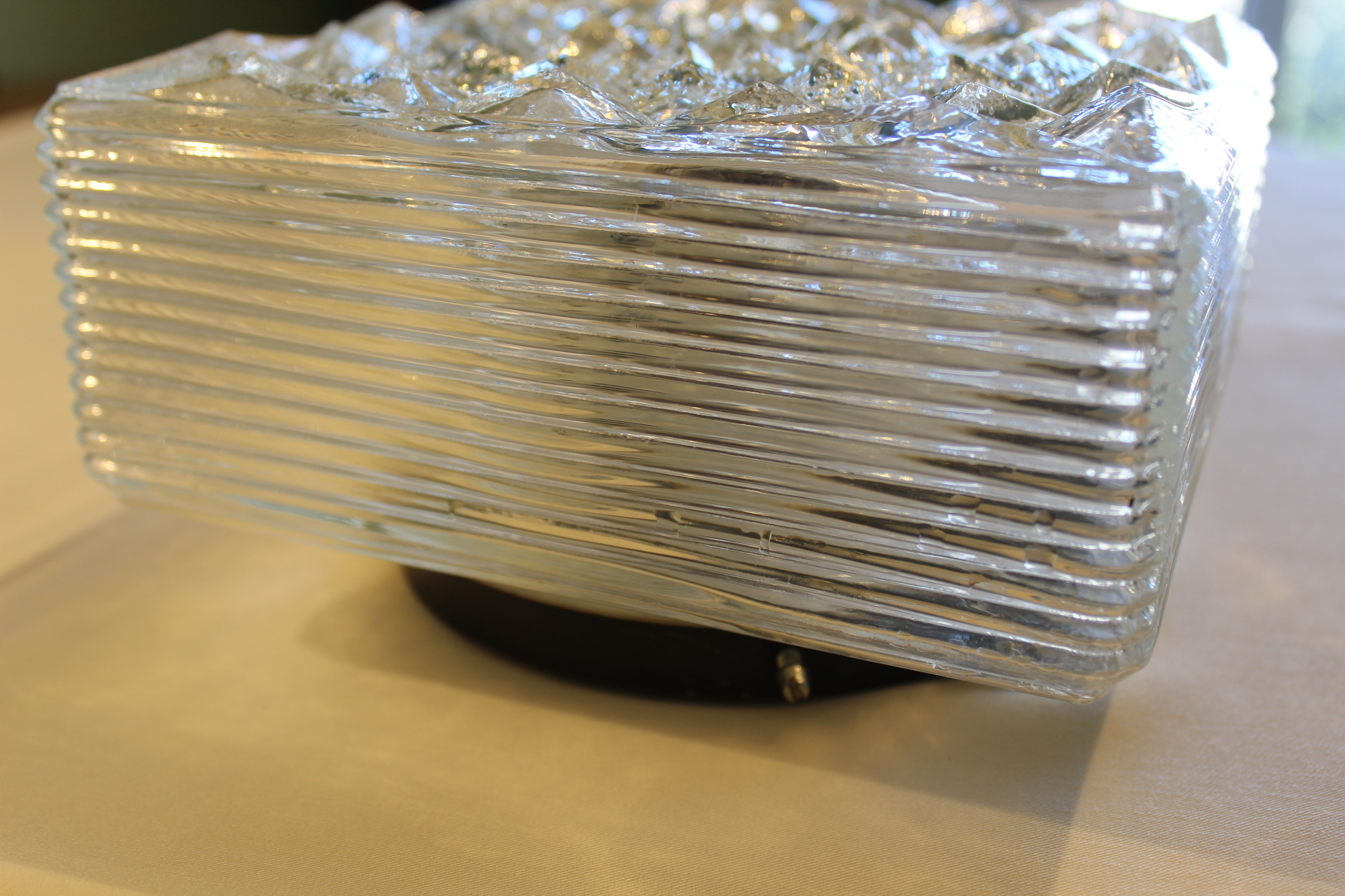 Vintage glass ceiling or wall lamp, Italy, 70s