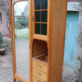 Armoire à glace Art Nouveau en érable moucheté des années 1930