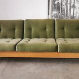 Scandinavian velvet and wood sofa