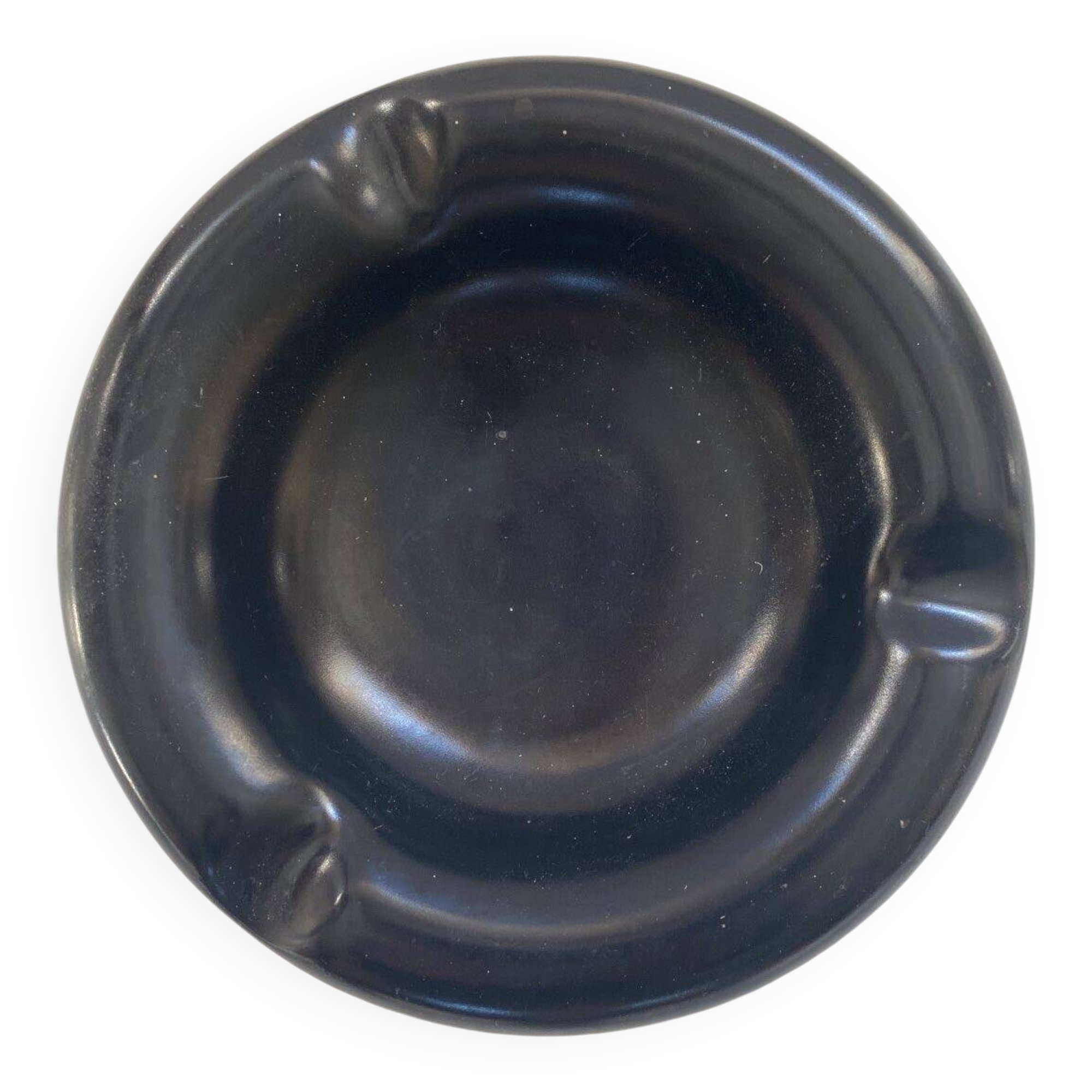 Black ceramic ashtray from the 1950s