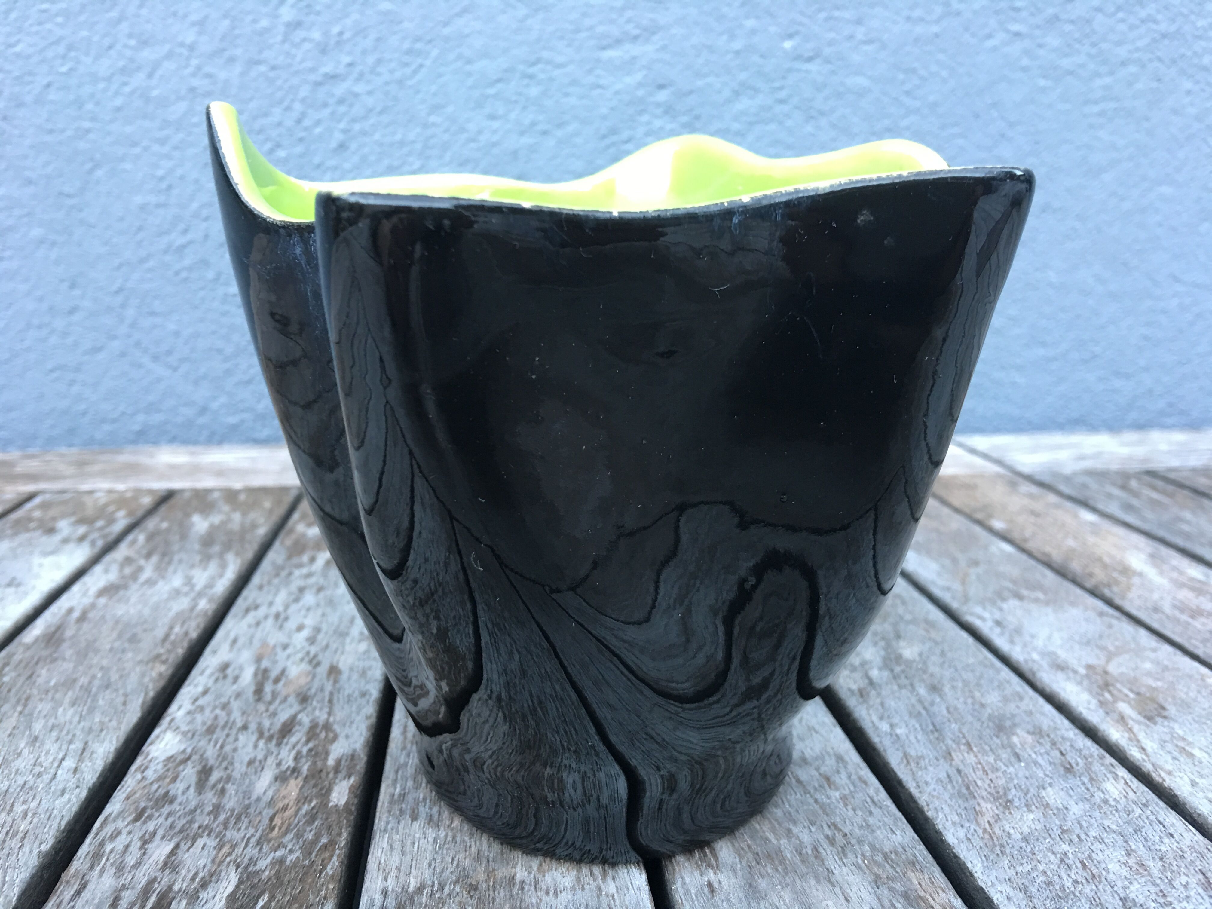 Two-tone folded ceramic vase, 1950/60