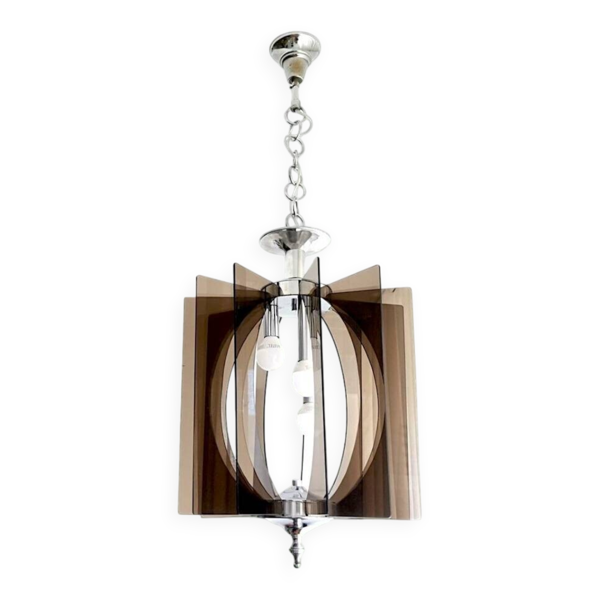 Mid Century Modern chromed chandelier for 3 lights