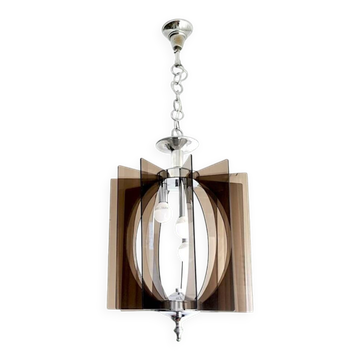 Chandelier chromé moderne du milieu du siècle pour 3 lumières