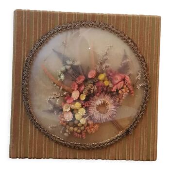 Frame dried flowers vintage curved glass