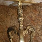 Marble and brass pedestal table