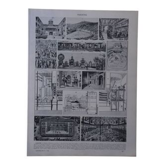 Lithographie originale sur le théâtre