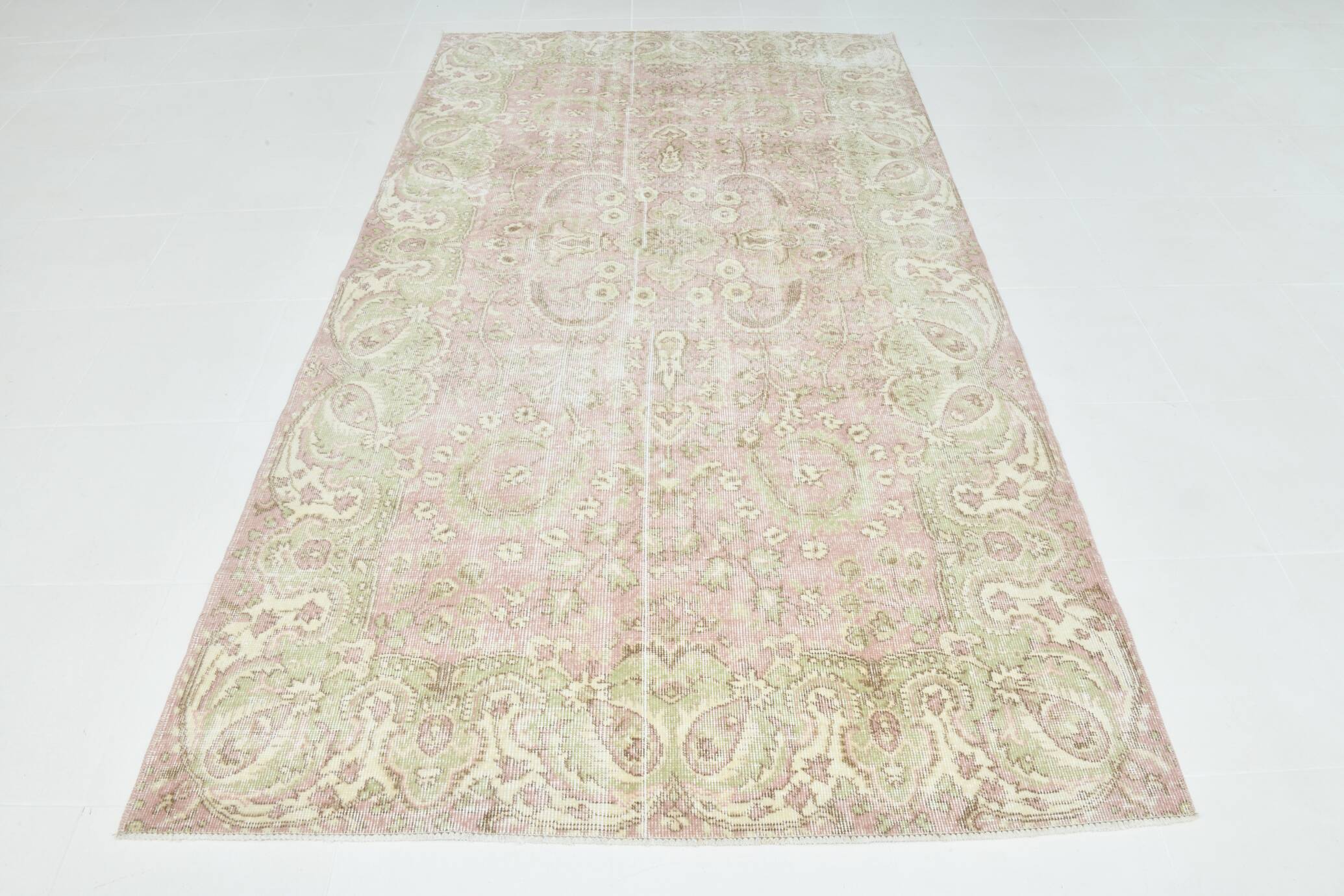 5x9 Light Red Green Vintage Area Rug, 160x274Cm SK 21509