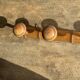 Large vintage wooden coat rack with 6 bamboo effect hooks L79