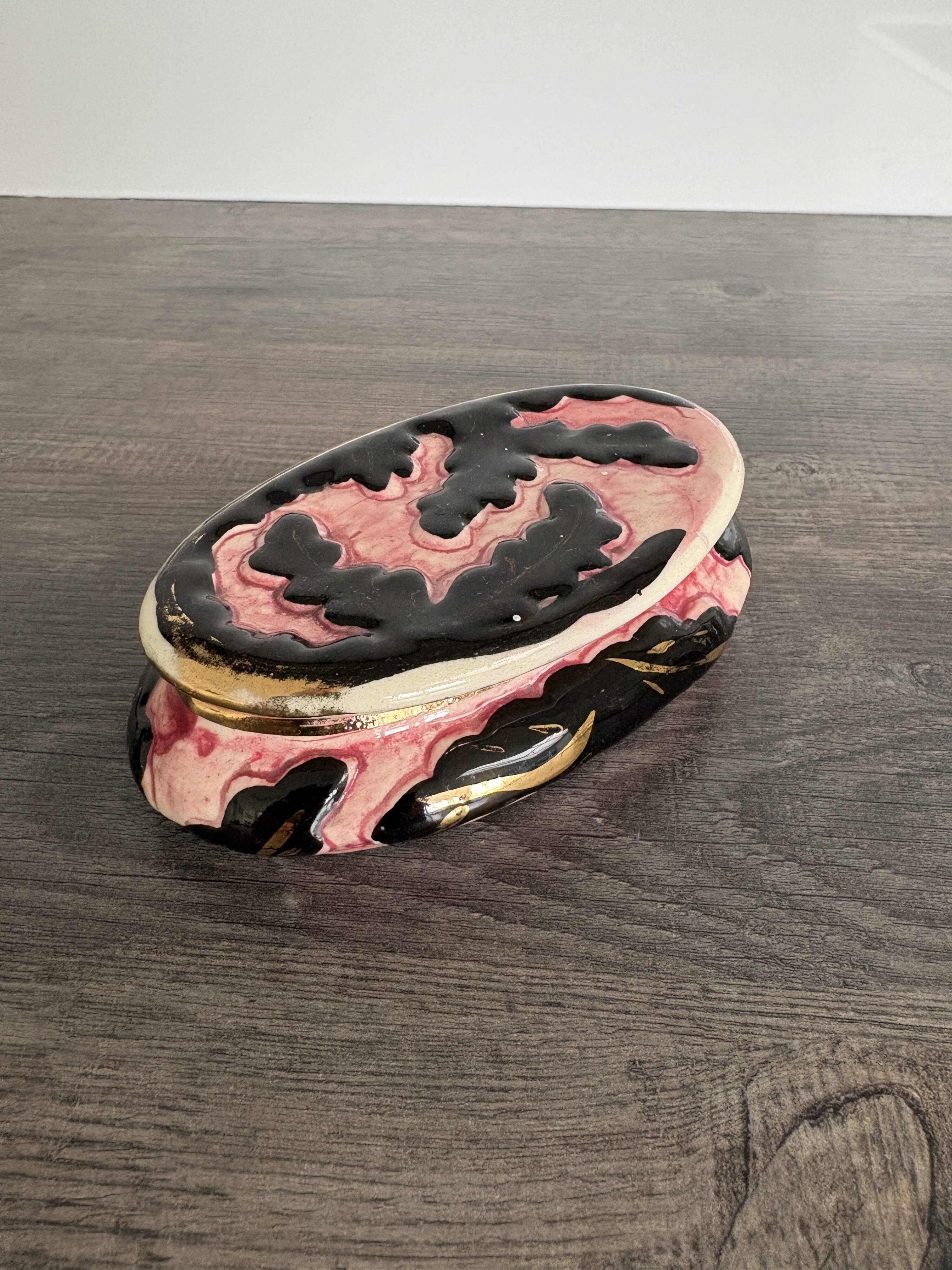 Vintage Jewellery Box Monaco Gold Pink