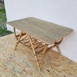 Coffee table rattan wicker years 50-60 vintage