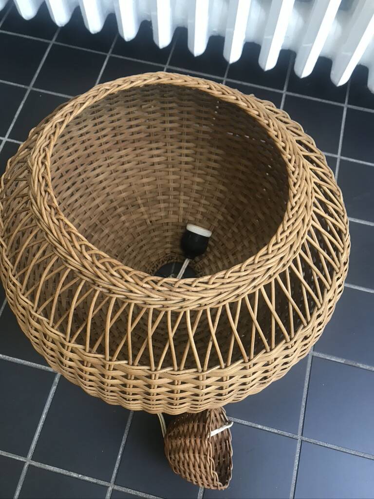 Rattan chandelier suspension old vintage craftsmanship 1960