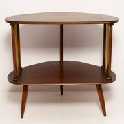 Table d'appoint TV vintage Mid-Century Modern en bois de hêtre, Pologne, années 1960