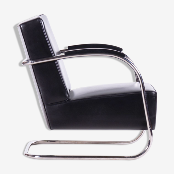 Fauteuil Bauhaus restauré Mücke Melder cuir, Tchéquie, années 1930