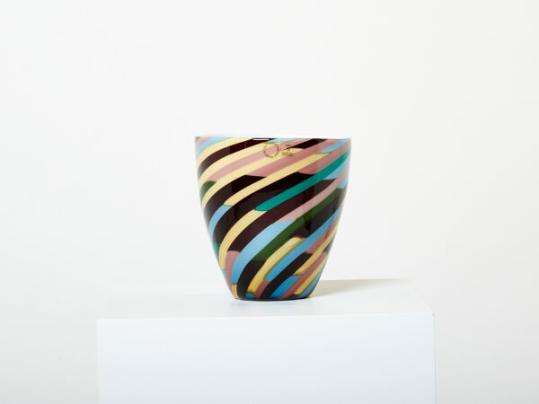 Laura de Santillana pour Venini vase verre soufflé Klee 1984