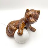 Vintage ceramic cat lamp, 1960s-1970s